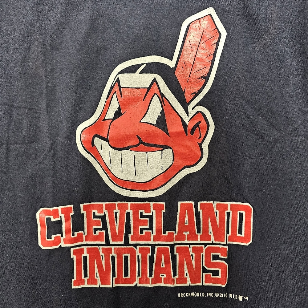 Vintage Velva Sheen CLEVELAND INDIANS Baseball Team T Shirt USA M Single Stitch